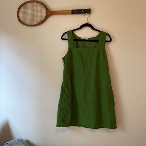Abercrombie Olive Linen Square Neck Mini-Dress